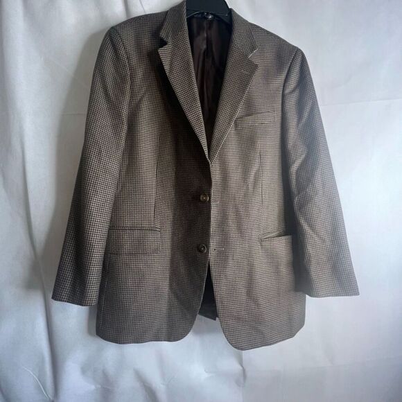 Croft & Barrow Brown Houndstooth Dressy Sports Coat Blazer Men's Size 42R - Picture 10 of 10